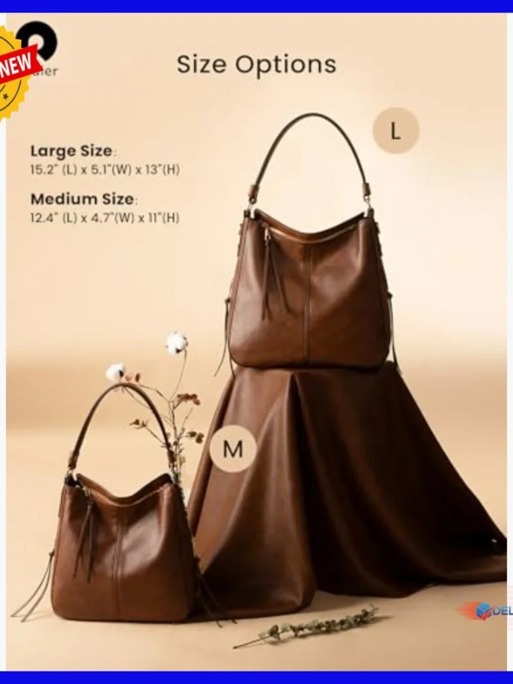 Large Faux Leather Hobo Crossbody Bag with Adjustable Strap